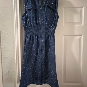Blue and White High Low Sundress with Collar